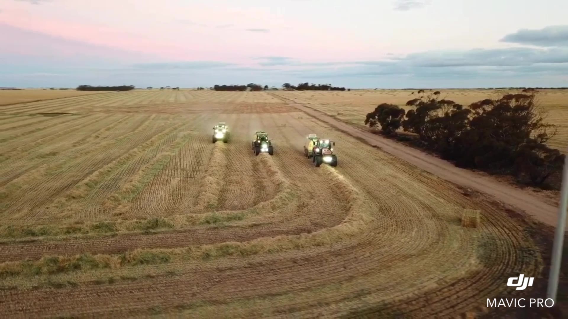 Drone view of Whites Glenola haymaking, from the supplied farm film